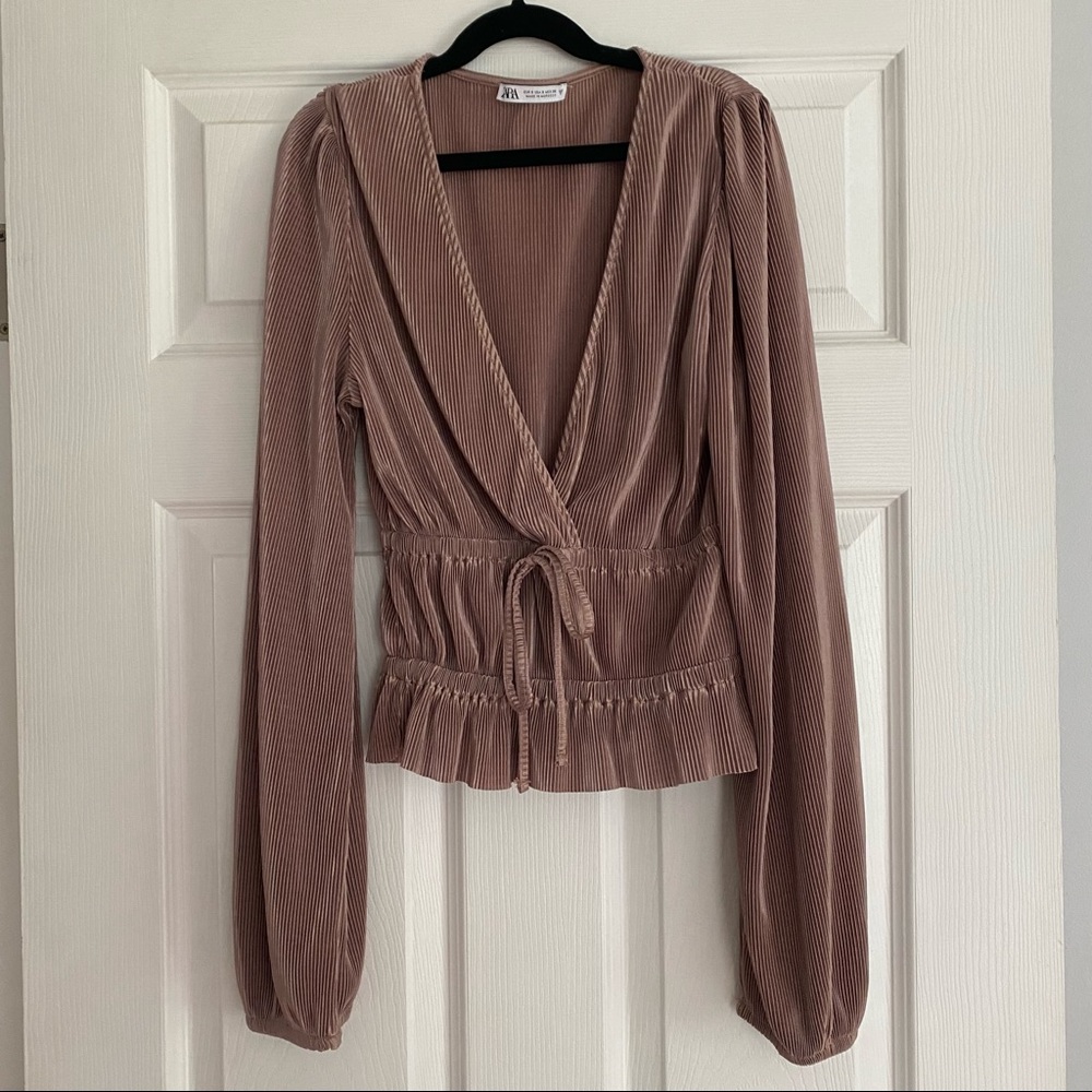 Zara long sleeve dusty rose blouse
